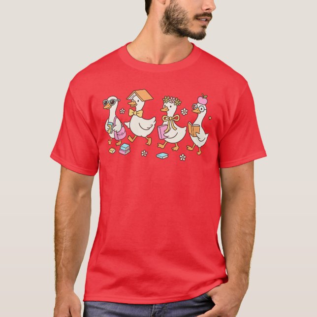 Camiseta Lindo de volta à escola Silly Gooseeacher Estudant (Frente)