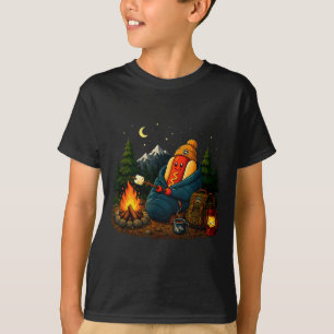 Camiseta Lindo desenho de cachorro-quente de acampamento en