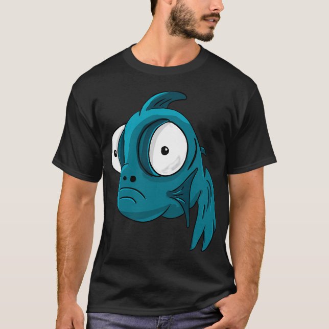 Camiseta Lindo design de peixe turquesa, estilo Animais (Frente)