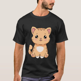 Camiseta Lindo design gráfico unissex de gato chibi para ho