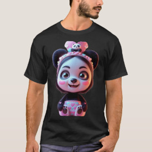 Camiseta Lindo Design Unisex Engraçado de Menina Panda Rosa