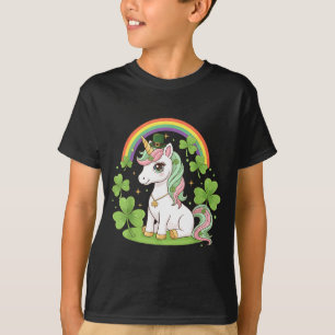 Camiseta Lindo dia de São Patrício unicórnio meninas crianç