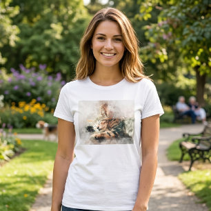Camiseta Lindo e fofo gatinho dormindo aquarela