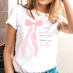 Camiseta Lindo Elegante Laço Rosa Chuveiro de Bebê