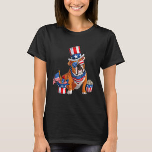 Camiseta Lindo English Bulldog 4 de Julho Bandeira American