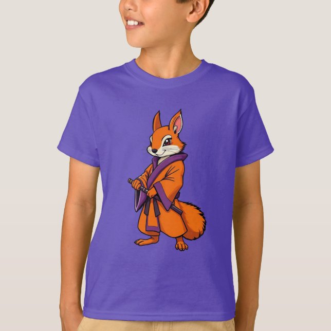 Camiseta Lindo Esquilo Samurai Japonês (Frente)