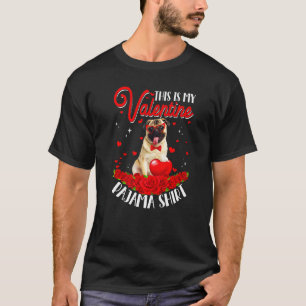 Camiseta Lindo Esse É Meu Pijama de São Valentim Pug Coraçã