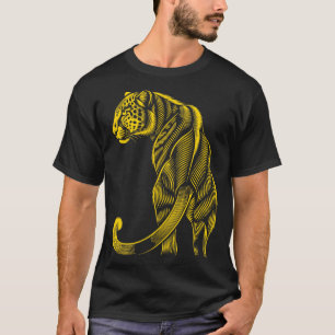 Camiseta Lindo Estampa de Leopardo Tendência Dourado
