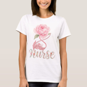 Camiseta Lindo Estetoscópio Floral de Enfermagem e Médico C