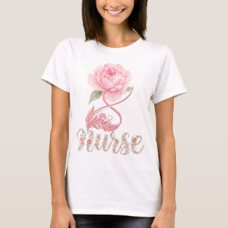 Camiseta Lindo Estetoscópio Floral de Enfermagem e Médico C