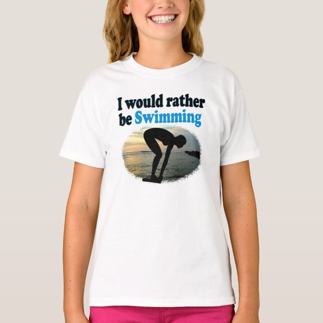 CAMISETA LINDO EU PREFERENCIALMENTE NADAR A MENINA DESIGN (Frente)