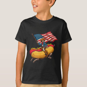 Camiseta Lindo Fantasia de Cachorro Quente Cowboy Com Cores