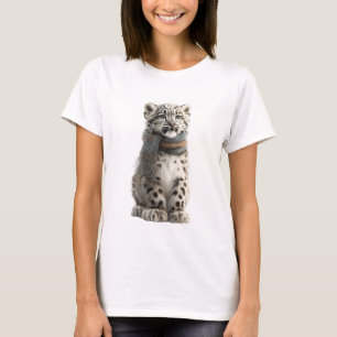 Camiseta Lindo Filhote de Leopardo da Neve Vestindo um Tric