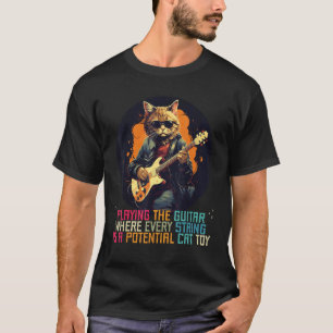 Camiseta Lindo Gato de Rock'n Roll ama Brinquedo de Gato e