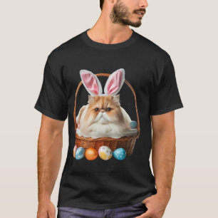 Camiseta Lindo Gato Persa Caça ao Ovo de Páscoa Dono Orelha