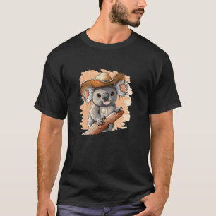Camiseta Lindo Gráfico de Coala com Chapéu de Cowboy