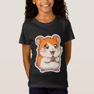 Camiseta Lindo Hamster Laranja Segurando Semente de Girasso