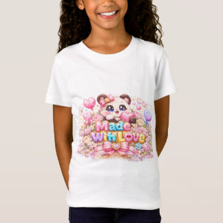 Camiseta Lindo Kawaii Feito Com Amor Nome do Gato Pastel Ro