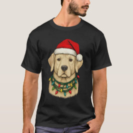 Camiseta Lindo Labrador de Natal com Chapéu de Papai Noel e