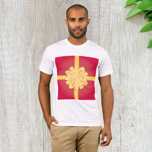 Camiseta Lindo Laço de Presente em Pom Pom de Ouro Amarelo