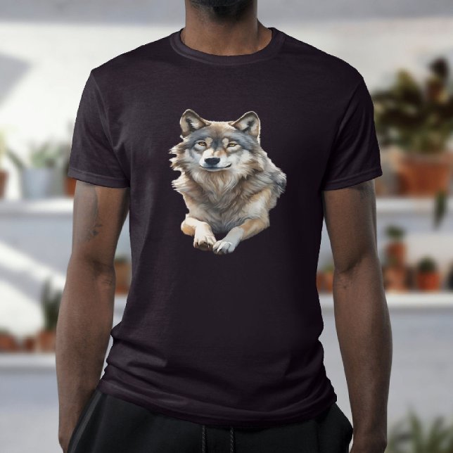 Camiseta Lindo Lobo Cinzento descansando  (Criador carregado)