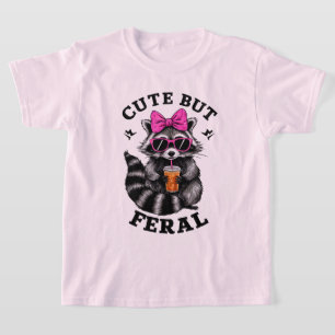 Camiseta Lindo Mas Feral Engraçado Colorido Guaxinim Com Óc