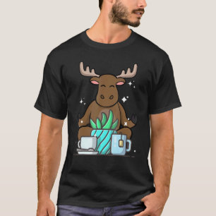 Camiseta Lindo Namaste Alce Faz Yoga Jardinagem Café