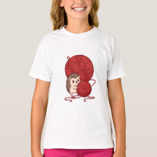 Camiseta Lindo ouriço com bolas de fio vermelho para crianç