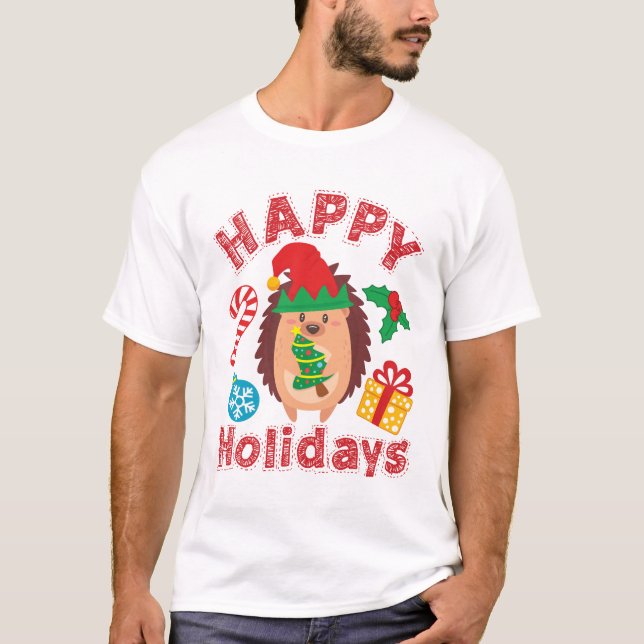 Camiseta Lindo ouriço Natal animal (Frente)