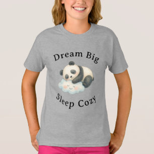 Camiseta Lindo Panda Sonolento na Nuvem Aquarela