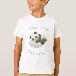 Camiseta Lindo Panda Sonolento na Nuvem Aquarela