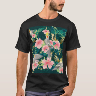 Camiseta Lindo Papagaio Cockatiel Padrão Vintage