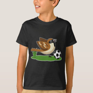 Camiseta Lindo Pardal Desenho Animado Jogando Futebol