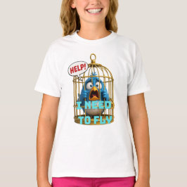 Camiseta Lindo Pássaro em uma Gaiola Liberdade & Animal