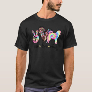 Camiseta Lindo Paz Amor Husky Tie dye Mulheres Cachorro Mãe