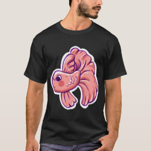 Camiseta Lindo peixe betta kawaii rosa