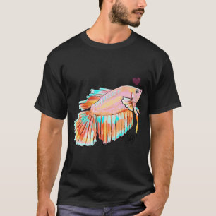 Camiseta Lindo peixe-betta rosa de barbatanas longas