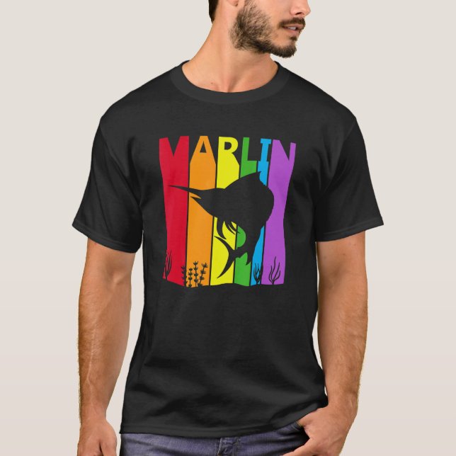 Camiseta Lindo peixe Marlin Arco-íris (Frente)