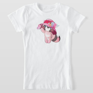 Camiseta Lindo Pequeno Mapache com Ilustração de Borboleta