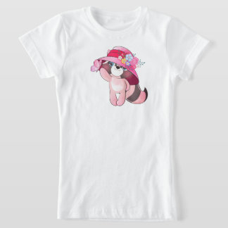 Camiseta Lindo Pequeno Mapache com Ilustração de Borboleta