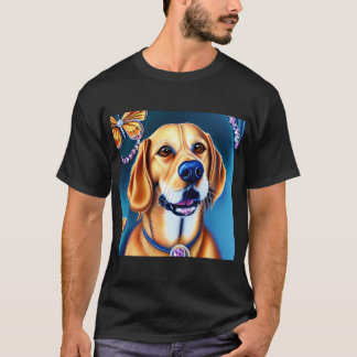 Camiseta Lindo personagem de desenho animado Retriever dour