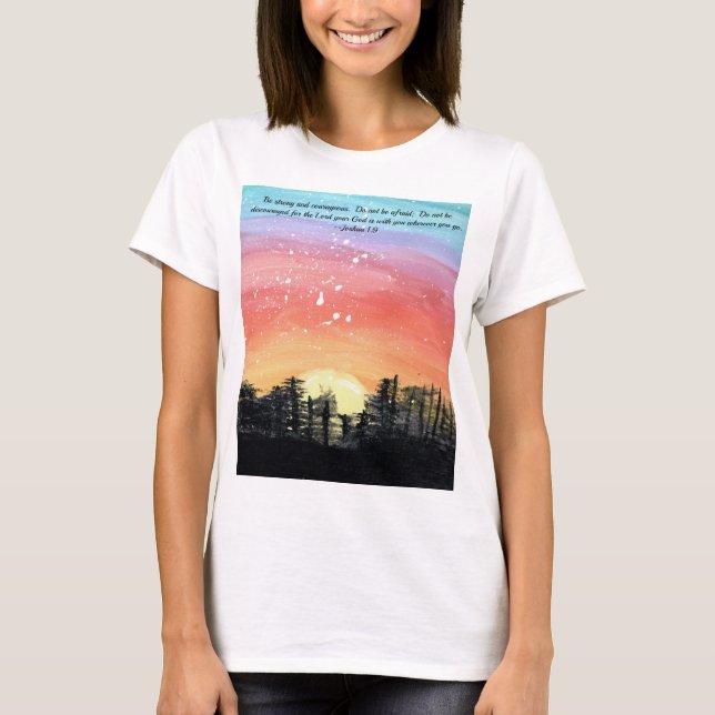 Camiseta Lindo pôr do sol com verso de Joshua (Frente)