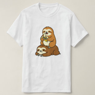 Camiseta Lindo Preguiça Comendo Banana no Preguiçoso Cartoo