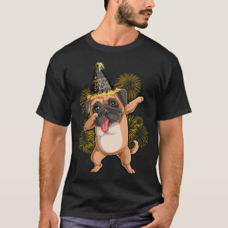 Camiseta Lindo Pug Dabbing Feliz Ano Novo 2023 Véspera Famí