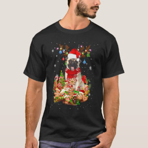 Camiseta Lindo Pug Rena Santa Iluminação Natal Xmas