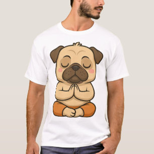 Camiseta Lindo pug yoga meditação relaxamento desenho anima