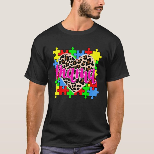 Camiseta Lindo quebra-cabeça do espectro de autismo coração (Frente)