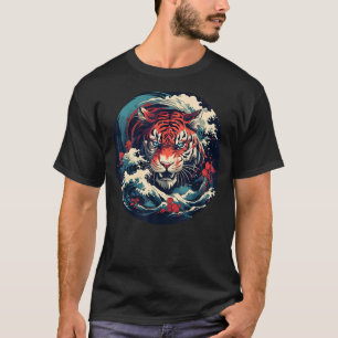 Camiseta Lindo Rosto de Tigre em Estilo Japonês para Amante