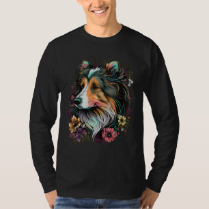 Camiseta Lindo Sheltie de Flor summer Floral Shetland Sheep
