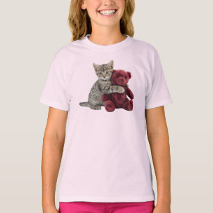 Camiseta Lindo T-shirt Infantil de Gato Malhado Teddy Bear